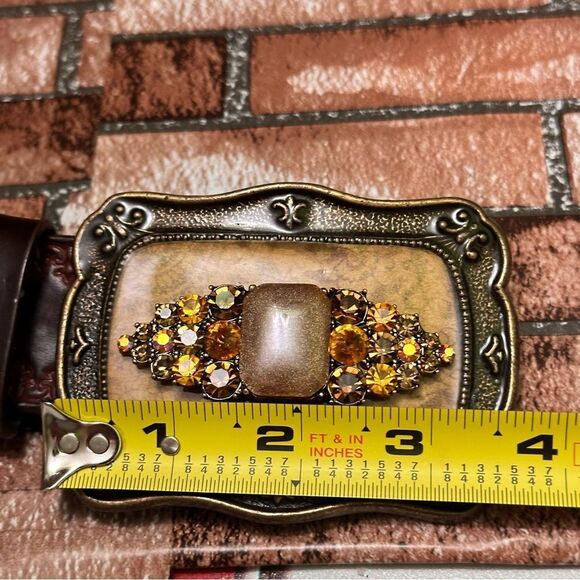 Belt Amber Genuine Leather Rhinestones size S main image 7